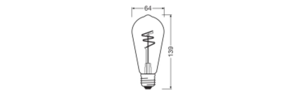 OSRAM LED-Lampe FM E27 3W 1800K ws 45lm 1906 Edison 5 Spiral Fil DIM 3W 618 dim