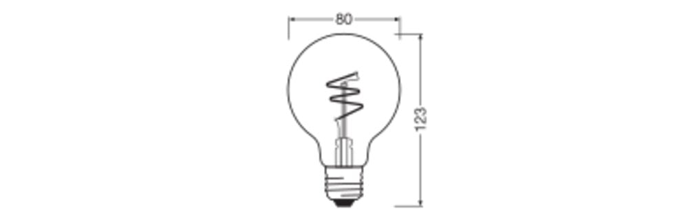OSRAM LED-Kugellampe FM E27 3W 1800K ws 1906 Globe 80 5 Spiral Fil DIM 3W 6 45lm