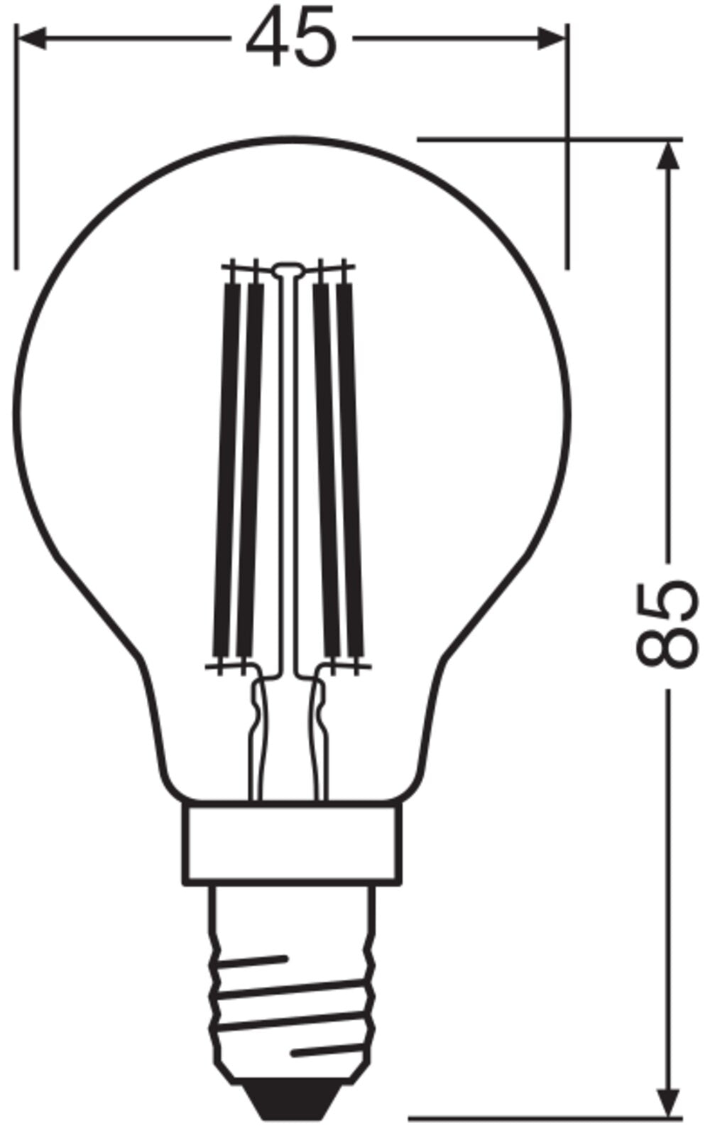 LEDVANCE LED-Lampe FM E14 2,2W 2700K ws LED Clas P 40 Filament EEC A S 2.2W 470l