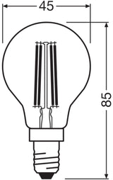 LEDVANCE LED-Lampe FM E14 2,2W 2700K ws LED Clas P 40 Filament EEC A S 2.2W 470l