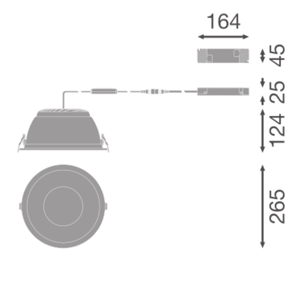 LEDVANCE LED-Einbaustrahler 25-36W Konv DL CMFT HE DA D250 P 36W 830 U19 WT DALI