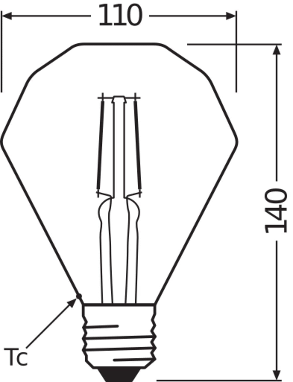OSRAM LED-Kerzenlampe FM E27 4,5W 2400K Vintage 1906 Edison 40 Fil Diamond 470lm
