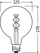 OSRAM LED-Kugellampe FM E27 5W 2000K ws Vintage 1906 Globe 28 Filament 4W 8 250l