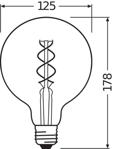 OSRAM LED-Kugellampe FM E27 5W 2000K ws Vintage 1906 Globe 28 Filament 4W 8 250l - Ansicht 3