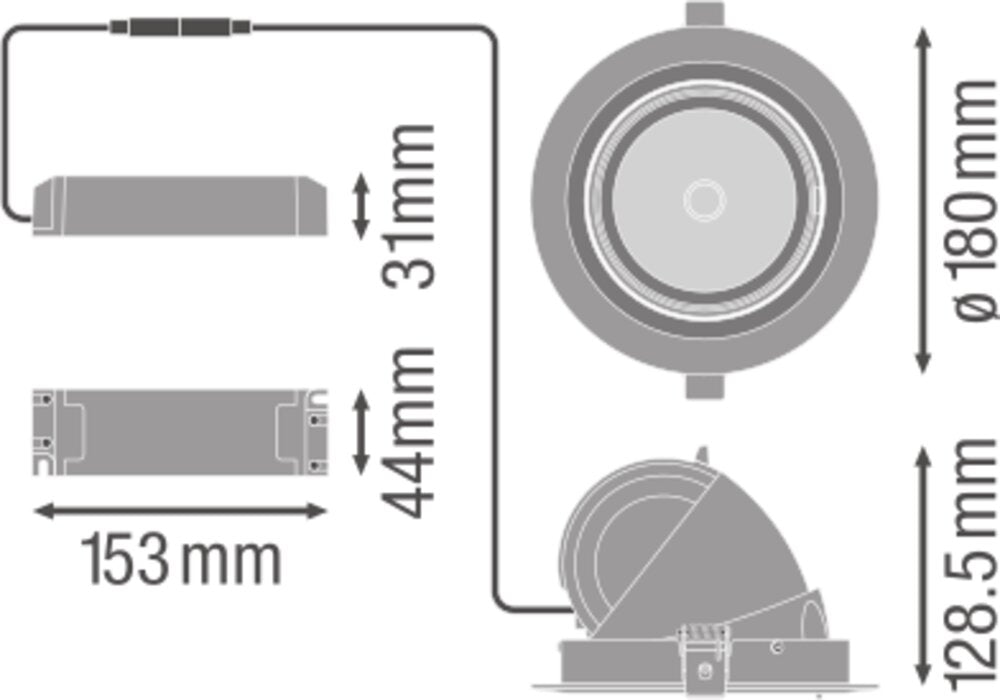 LEDVANCE LED-Einbaustrahler 35W Konv ws SPOT VARIO DN 170 35 W 3000 K 24DEG 1LED