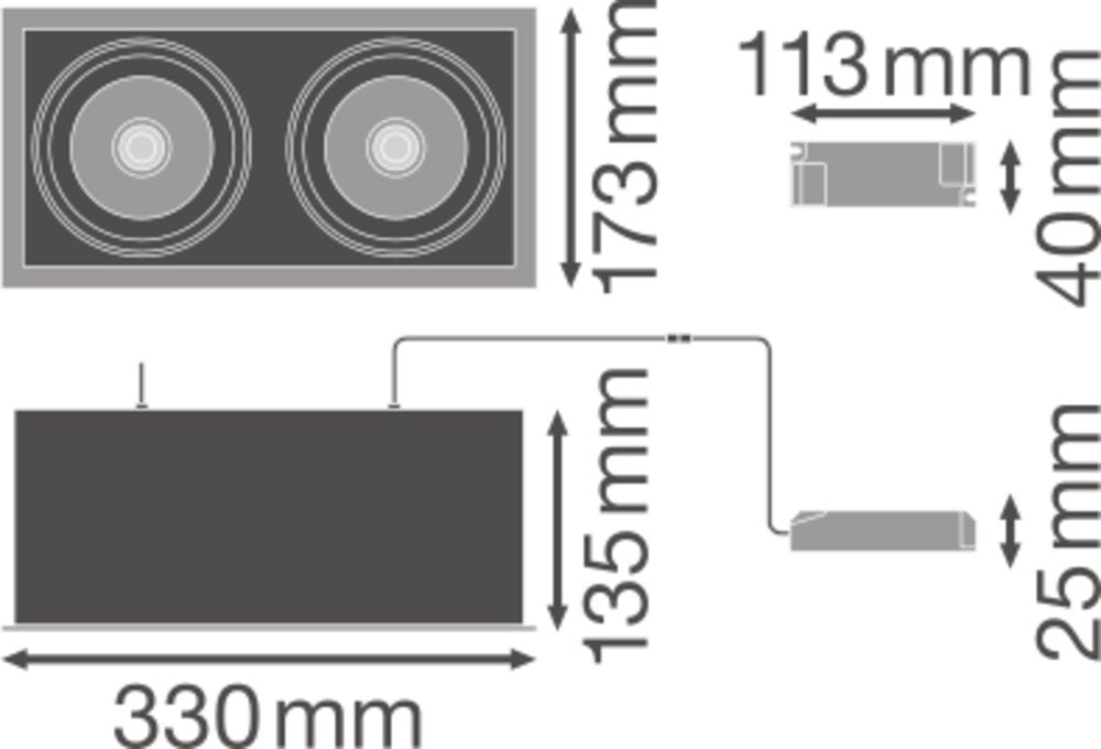 LEDVANCE LED-Einbaustrahler 2x30W Konv SPOT MULTI 2 x 30W 4000K FL WT/BK 2LEDs