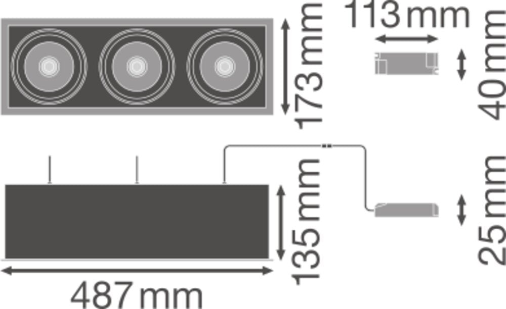 LEDVANCE LED-Einbaustrahler 3x30W Konv SPOT MULTI 3 x 30W 4000K FL WT/BK 3LEDs