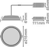 LEDVANCE LED-Einbaustrahler 25W Konv ws ALU DL DN 200 25 W 6500 K IP44/IP20 1LE