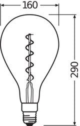 OSRAM LED-Kugellampe FM E27 5W 2000K ws Vintage 1906 1906 Edison 28 Fil Big Grap