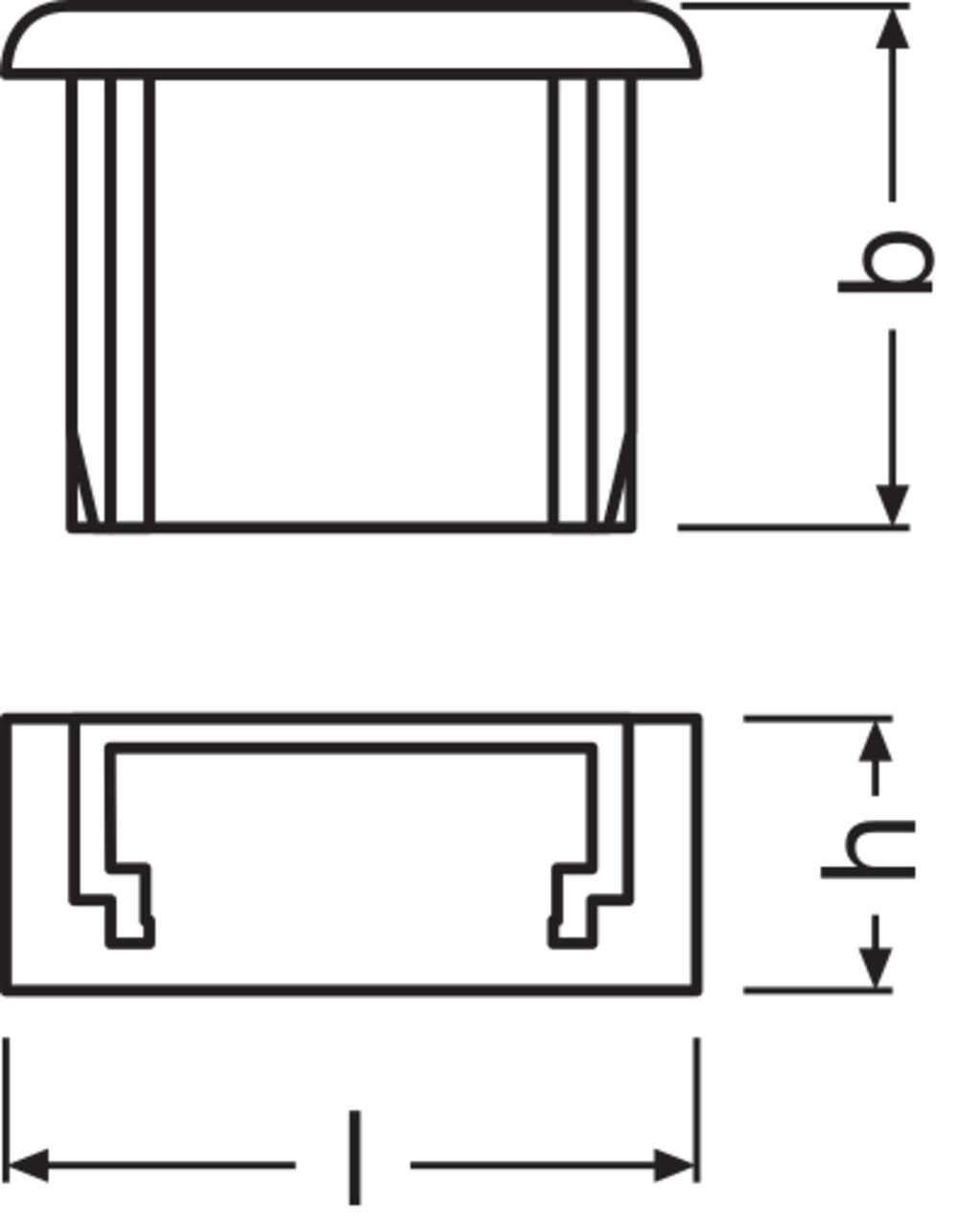 LEDVANCE Endkappe ws Kst L11,5mm B15,5mm LS AY -PF02/EC H5,8mm