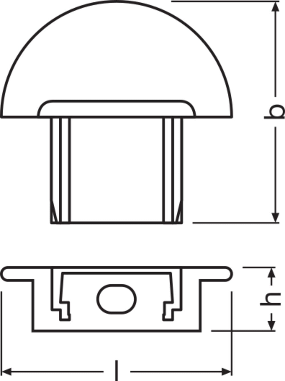 LEDVANCE Endkappe ws Kst L20,2mm B21,7mm LS AY -PF01/EC/H H6,7mm