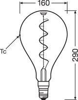 OSRAM LED-Kugellampe FM E27 5W 1800K ws Vintage 1906 1906 Edison 15 Fil Big Grap