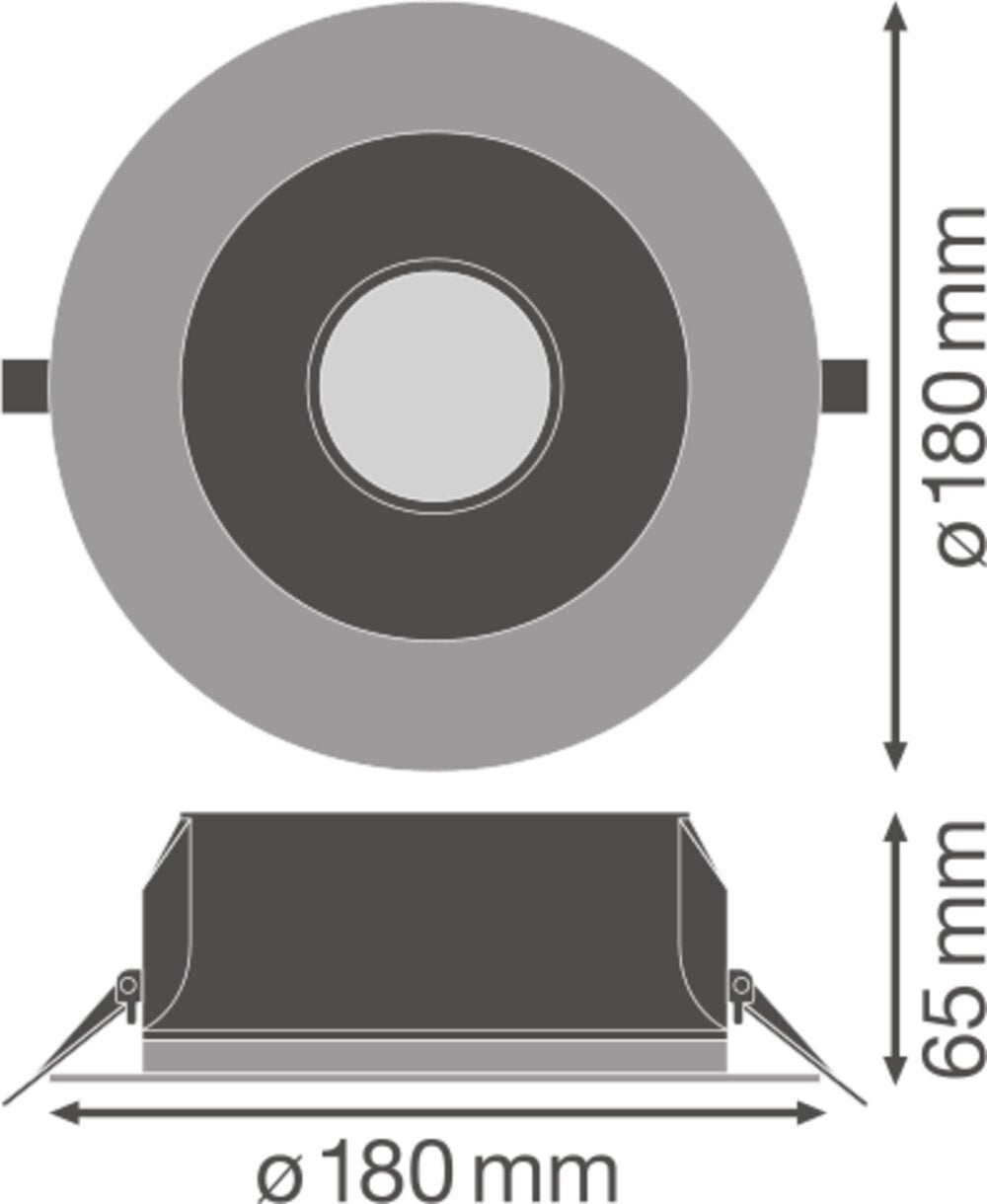 LEDVANCE LED-Einbaustrahler 14W Konv ws DL UGR19 PFM DN155 14 W 840 WT IP54 DALI