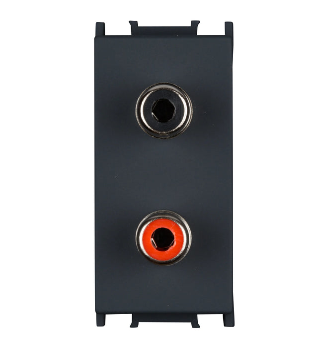 Audiosteckdose 1M 2xRCA, schwarz