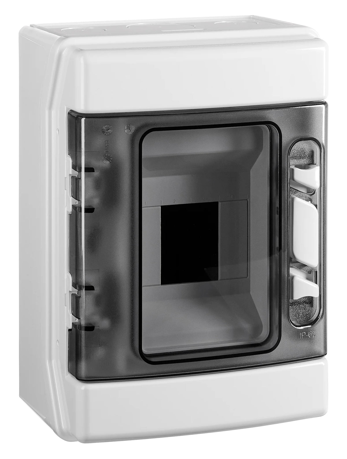 Aufputzverteiler 1-reihig, 4TE, IP65, transparente Tür