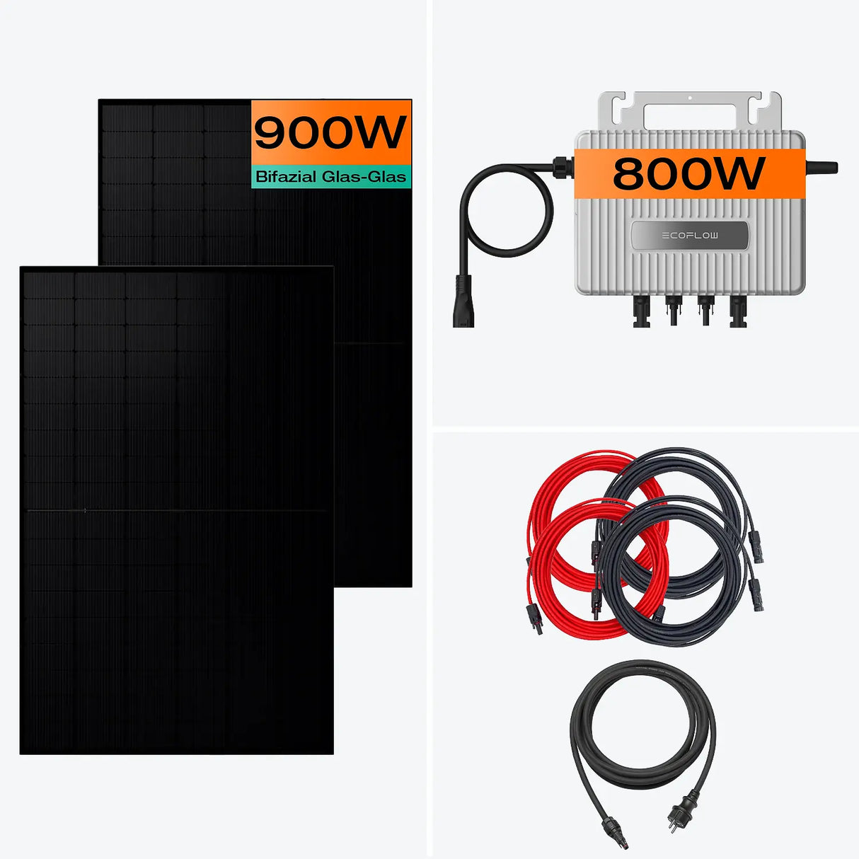 Balkonkraftwerk für Betongeländer (18-27 cm) 800 W, 900 Wp