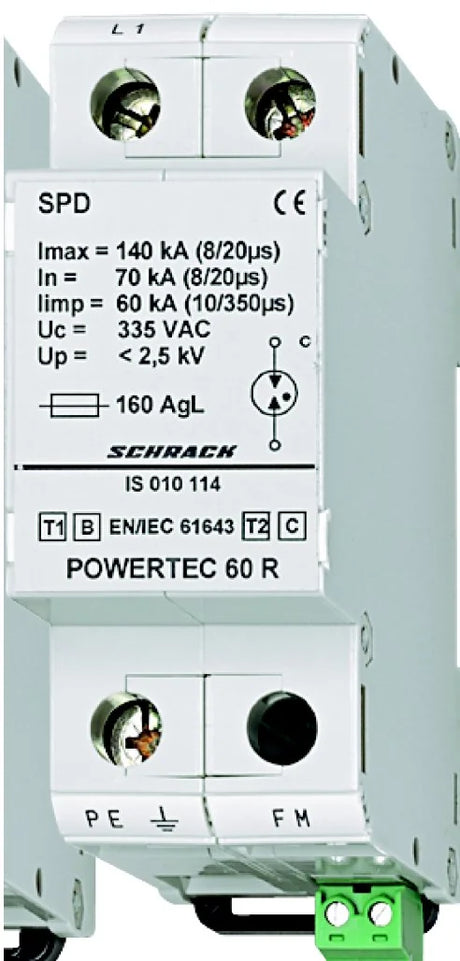 Blitzstromableiter 60kA,Ableiterklasse T1/2 B/C+Hilfskontakt
