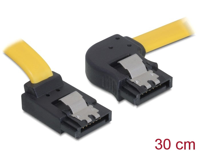Delock SATA 3 Gb/s Kabel oben gewinkelt auf rechts gewinkelt 30 cm gelb