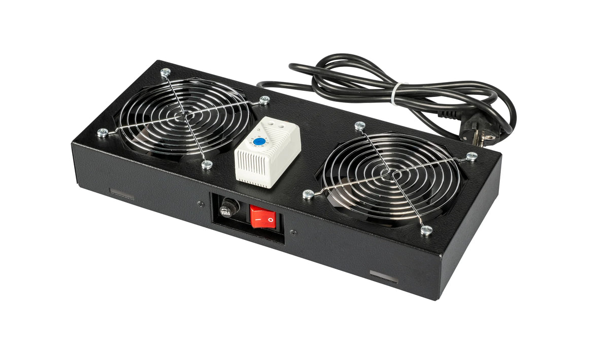Dach-Lüfter 2-fach für S-RACK, Analoger Thermostat, RAL9005
