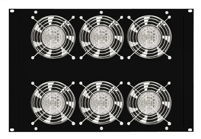 Dachlüfter mit 6 Ventilatoren u.Thermostat, 19", 8HE,RAL9005