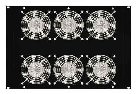 Dachlüfter mit 6 Ventilatoren u.Thermostat, 19", 8HE,RAL9005