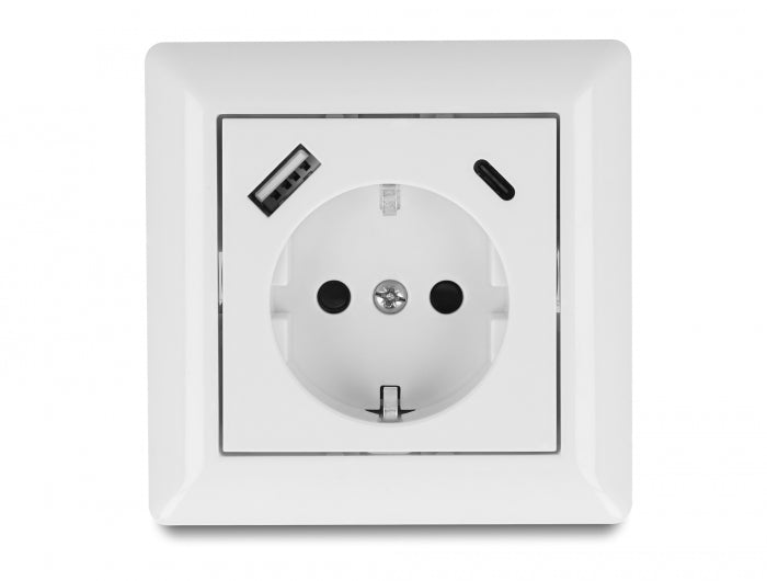 Delock Einbausteckdose mit 2 USB Ladeports 3,4 A, 1 x USB Typ-A und 1 x USB Type-C™