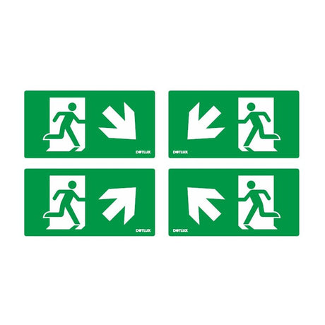 DOTLUX Erweitertes Piktogrammset Pfeil Diagonal  für LED-Notleuchte EXIT (Artikel 5406) Set 4 Stück