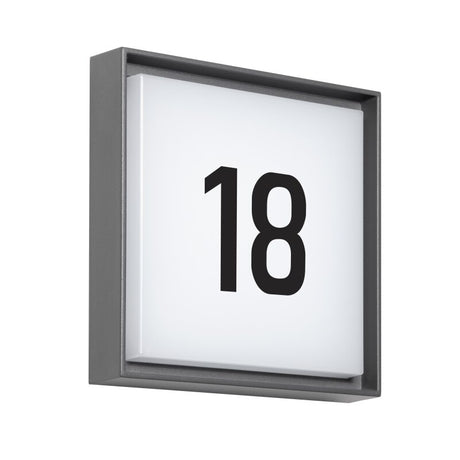 DOTLUX LED-Hausnummernleuchte WALLsquare 24cm 2,5W 3000K mit Dämmerungsschalter (deaktivierbar)