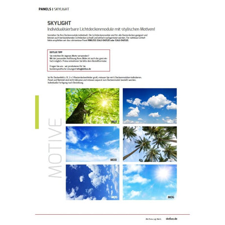 DOTLUX Motivplatte SKYLIGHT für Einbaupanels Motiv 4 Raster 1x1 für 620x620