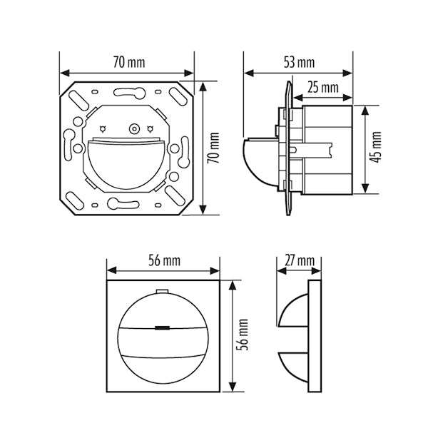 ESYLUX Bewegungsmelder 0-180° UP ws BWM Basic MD 180i/16 Set EXX IP40 fernb