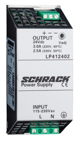 Einphasiges Netzgerät getaktet, 230VAC/24VDC, 2,5A bei 50°C