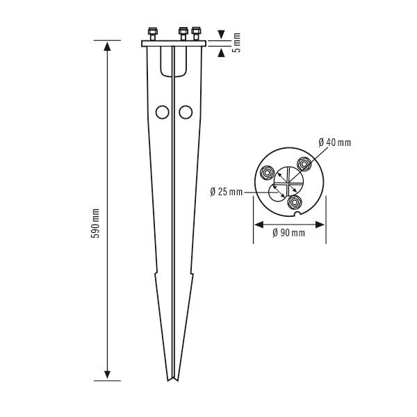 ESYLUX Betonanker zink ST 90mm H590mm ALVA GROUND SPIKE 100