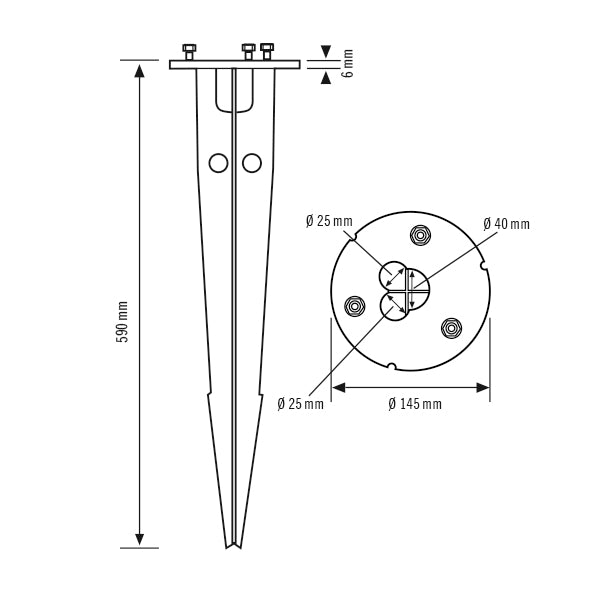 ESYLUX Betonanker zink ST 145mm H590mm ALVA GROUND SPIKE 170