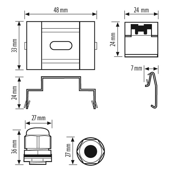 ESYLUX Befestigungsset si ST L130mm OLIVIA-2 CLIPS CABLE GLANDS SET B80mm