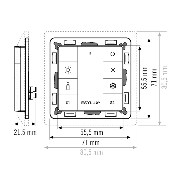 ESYLUX Tastsensor UP ws mt 8f 8pkt LED PUSH BUTTON x8 TW inkl.Ankoppl