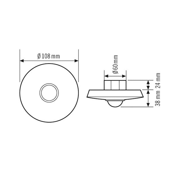 ESYLUX Bewegungsmelder 180-360° UP rws Compact MD-C 360i/8 BWM IP20 fernb