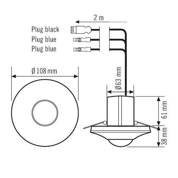 ESYLUX Präsenzmelder 0-360° UP ws IP20 Compact PD-C 360i/8 DUO DALI WAGO WINSTA