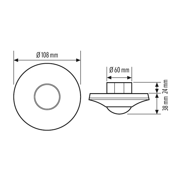 ESYLUX Präsenzmelder 180-360° UP rws Compact PD-C 360i/8 Präsenzmelder IP20