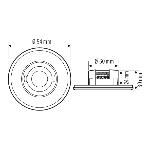 ESYLUX Bewegungsmelder 180-360° UP sw FLAT MD- 360i/8 ROUND BLACK BWM IP20