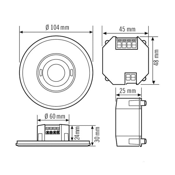ESYLUX Präsenzmelder 180-360° UP ws IP20 FLAT PD- 360i/8 LARGE ROUND WHITE DA Prä