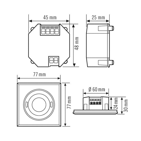 ESYLUX Präsenzmelder-Bus DALI UP v0-180° FLAT PD- 360i/8 SQUARE WHITE DALI SE 180