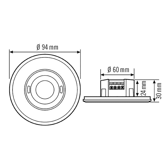 ESYLUX Präsenzmelder-Bus KNX UP v63-126° PD-FLAT 360i/10 DT KNXs ROUND WH 180-360