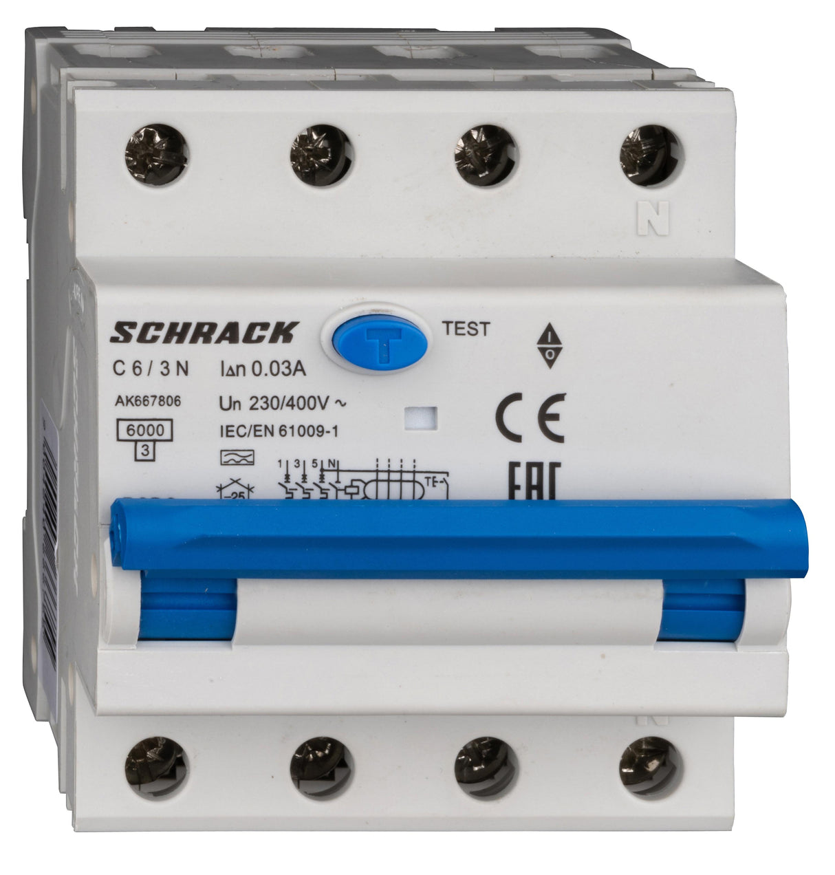 FI/LS-Schalter 3+N, AMPARO, 6kA, C 6A, 30mA, Typ A