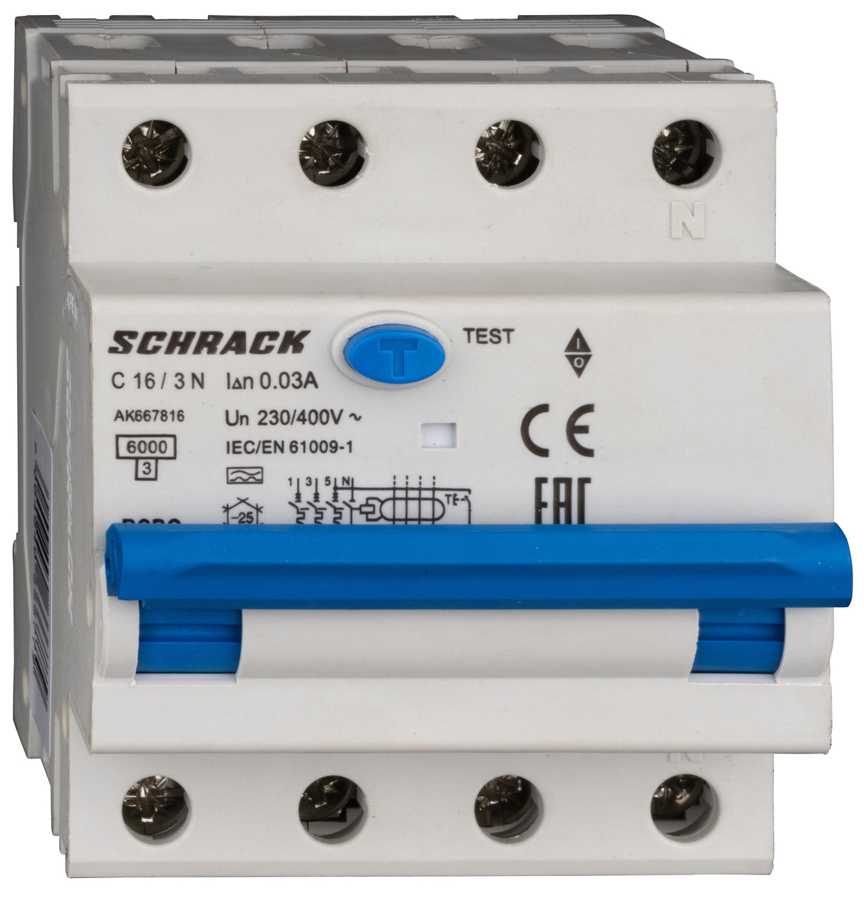 Foto: FI/LS-Schalter 3+N, AMPARO, 6kA, C 16A, 30mA, Typ A