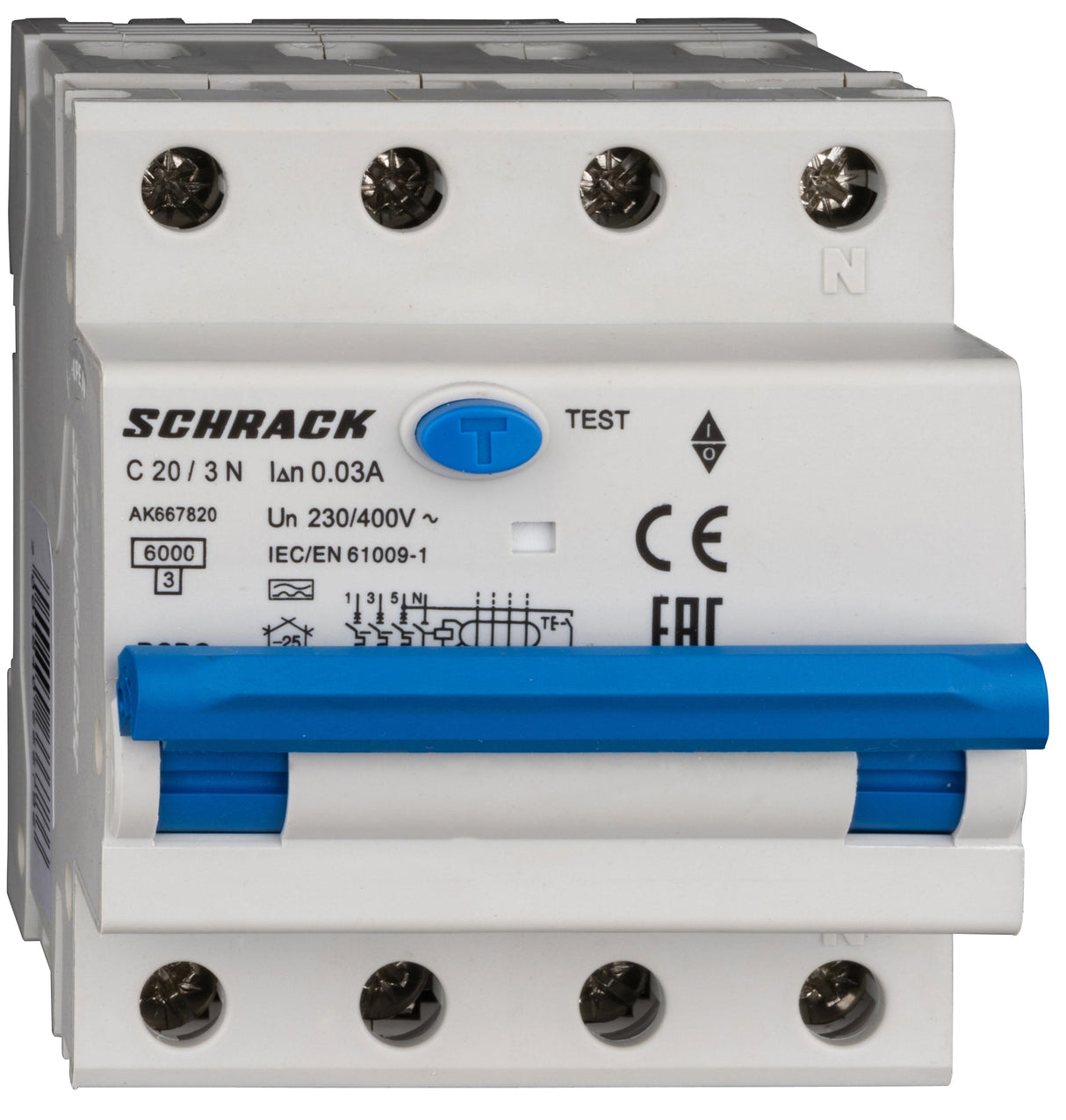 FI/LS-Schalter 3+N, AMPARO, 6kA, C 20A, 30mA, Typ A