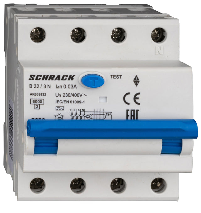 Foto: FI/LS-Schalter 3+N, AMPARO, 6kA, B 32A, 30mA, Typ A