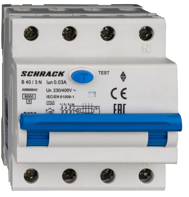 Foto: FI/LS-Schalter 3+N, AMPARO, 6kA, B 40A, 30mA, Typ A