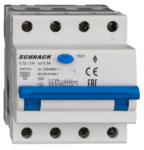 LS-FI-Schalter 3+N, AMPARO, 6kA, C 32A, 300mA, Typ A