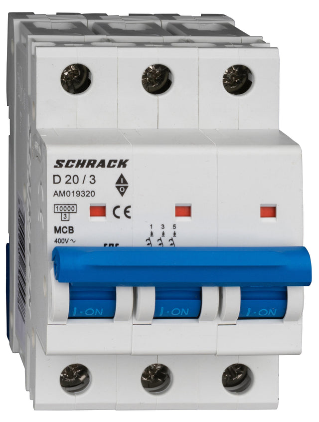 Leitungsschutzschalter AMPARO 10kA, D 20A, 3-polig
