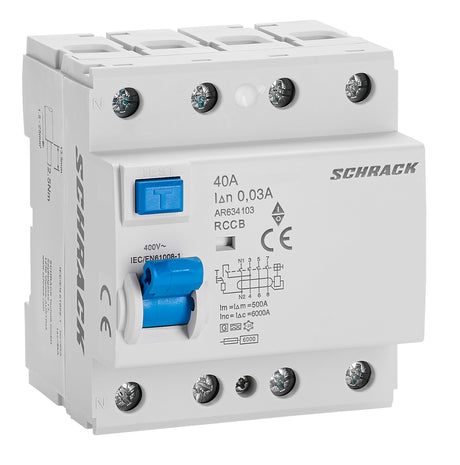 Foto: FI-Schalter AMPARO 40A, 4-polig, 30mA, Bauart G, Typ A